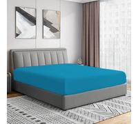 Bottom Fitted Sheets Stretches Up to 25cm Deep Mattress Pocket 100% Pure Egyptian Cotton 200 Thread Count Fitted Bedsheet Soft & Comfortable Hotel Quality Bottom Sheets (Teal, King)