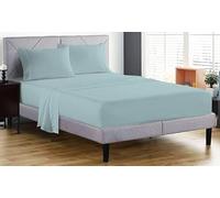 Bottom Fitted Sheets Stretches Up to 25cm Deep Mattress Pocket 100% Pure Egyptian Cotton 200 Thread Count Fitted Bedsheet Soft & Comfortable Hotel Quality Bottom Sheets (Duck Egg, Single)