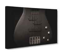 Bottom Of A Black Bass Guitar Modern Art Canvas Wall Art Print Ready to Hang, Framed Picture for Living Room Bedroom Home Office Décor, 20x14 Inch (50x35 cm)