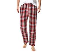 Bottom Pants Men's Fashion Casual Large Plaid Lace Cotton Can Be Worn Outside Pajamas Home Pants Little House (Orange, XXXL)