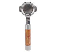 Bottomless Coffee Portafilter Stainless Steel Double Ear Black Ink, Ergonomic Handle - Durable Construction, Hollow Design for Coffee Flow Observation, Easy to Use for Baristas (Amber Brown)