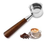 Bottomless Portafilter 51 mm for DeLonghi Dedica EC680/EC685/EC885 with 3 Ears and Wooden Handle, Stainless Steel Filter Basket 0.3 mm Pores Porta Filter