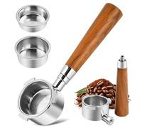 Bottomless Portafilter 51mm with 3 Ears, Premium Solid Rosewood Handle, Includes 2 Stainless Steel Filter Baskets, Compatible with DeLonghi Dedica EC680/EC685/EC885 Coffee Machines