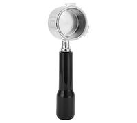 Bottomless Portafilter for Espresso Machine, Stainless Steel Coffee Filter Holder with Wooden Handle, Barista Tool for Better Crema Extraction, Professional Coffee Accessories for (Black)