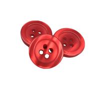 Botton - 50 Imitation Pearlescent Buttons - 5 Sizes and 11 Colours to Choose from - with 4 Holes of 2 mm - Made and Shipped from Spain - Red, Size 15 mm