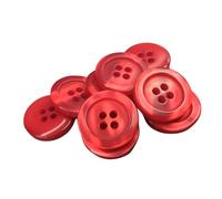 Botton - 50 Imitation Pearlescent Buttons - 5 Sizes and 11 Colours to Choose from - with 4 Holes of 2 mm - Made and Shipped from Spain - Red, Size 18 mm