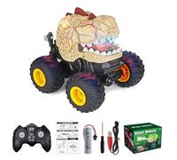 Bottone All Terrains Remote Control Dinosaur Car Toy, 360, Yellow | Spray Dinosaur Play Vehicle, Flashing LED, Uprights Driving Stunt Car, All Terrains, Adult Outdoor Toy
