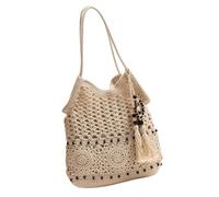 Bottone Spacious Shoulder Bag with Comfortable Strap Vacation Fashion Crochet Handbag for Commuting and Business Meetings Woven