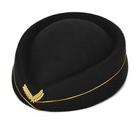 Bottone Stewardess Hat Hat Women Air Hostesses Party Cosplay Formal Uniform Caps Accessory Party Hats Costume Stewardess Black