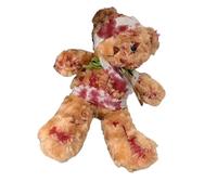 Bottone Wounded Bear Plush Toy with Realistic Scars, Halloween Cosplay Prop, Horror Party Decor, Soft PP Cotton Halloween Disabled Bear Bloody Injured Plush Toy