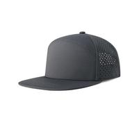 BOTVELA Men Flat Brim Snapback Adjustable Performance Hat Laser Perforated Baseball Cap (Dark Grey)