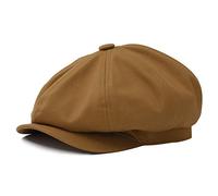 BOTVELA Men's 8 Piece Newsboy Flat Cap 100% Cotton Gatsby Ivy Golf Cabbie Hat, Brown, 7 7/8