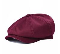 BOTVELA Men's 8 Piece Newsboy Flat Cap 100% Cotton Gatsby Ivy Golf Cabbie Hat (Burgundy, 7 1/8)
