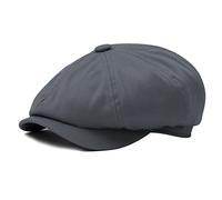 BOTVELA Men's 8 Piece Newsboy Flat Cap 100% Cotton Gatsby Ivy Golf Cabbie Hat (Dark Grey, 7 5/8)