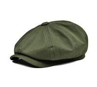 BOTVELA Men's 8 Piece Newsboy Flat Cap 100% Cotton Gatsby Ivy Golf Cabbie Hat (Green, 7 7/8)
