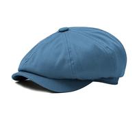 BOTVELA Men's 8 Piece Newsboy Flat Cap 100% Cotton Gatsby Ivy Golf Cabbie Hat (Light Blue, 7 5/8)