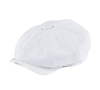 BOTVELA Men's 8 Piece Newsboy Flat Cap 100% Cotton Gatsby Ivy Golf Cabbie Hat (White, 7 1/8)