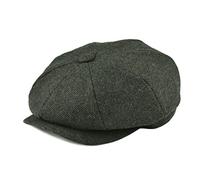 BOTVELA Men's 8 Piece Wool Blend Newsboy Flat Cap Herringbone Pattern Tweed Hat (Green, 7 3/8)