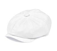 BOTVELA Men's Newsboy Flat Cap 100% Cotton Gatsby Ivy Golf Cabbie Hat, White, 7.125