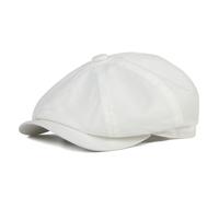BOTVELA Men's Newsboy Gatsby Hat Cotton Vintage Flat Ivy Cabbie Cap, White, 7.5