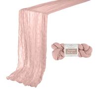 BOUBONI 1 Pack 10ft Dusty Pink Cheesecloth Table Runner 35x120 Inch Boho Gauze Table Runner for Birthday Party Wedding Decoration Baby Shower Christmas Decor Special Events
