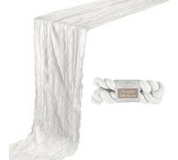 BOUBONI 1 Pack 10ft Ivory Cheesecloth Table Runner 35x120 Inch Boho Gauze Table Runner for Birthday Party Wedding Decoration Baby Shower Christmas Decor Special Events