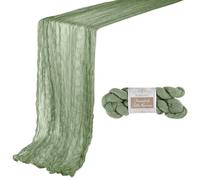 BOUBONI 1 Pack 10ft Sage Green Cheesecloth Table Runner 35x120 Inch Boho Gauze Table Runner Cheese Cloth Table Runner for Birthday Party Wedding Decoration Baby Shower Christmas Decor Special Events