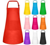 BOUBONI 10 Pcs Kids Apron with 2 Pockets Adjustable Kids Chef Apron Bulk for Cooking Baking Painting Crafting (Multicolor)