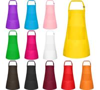 BOUBONI 12 Pack Kids Apron Bulk with 2 Pockets Adjustable Chef Art Apron Kids Painting Aprons for Cooking Baking Painting Crafting Grilling Activity（12 Color）
