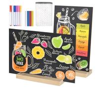 BOUBONI 2 Pack A5 Small Chalkboard 6 x 8 inch Tabletop Chalkboard Sign with Wood Base Double-Sided Message Boards Menu Chalkboard Stand for Kitchen Wedding Bar and Restaurant