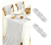 BOUBONI 2 Pack Cheesecloth Table Runner 90x300cm Boho Gauze Table Cloth for Birthday Party Wedding Baby Shower Decoration (Ivory)