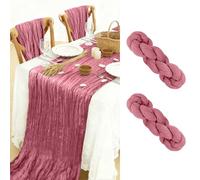 BOUBONI 2 Pack Cheesecloth Table Runner 90x300cm Boho Gauze Table Cloth for Birthday Party Wedding Baby Shower Decoration (Dusty Rose)