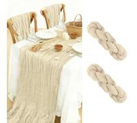 BOUBONI 2 Pack Cheesecloth Table Runner 90x300cm Boho Gauze Table Cloth for Birthday Party Wedding Baby Shower Decoration (Beige)