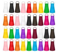 BOUBONI 36 Pack Kids Apron Bulk with 2 Pockets Adjustable Chef Art Apron Kids Painting Aprons for Cooking Baking Painting Crafting Grilling Activity（12 Color）