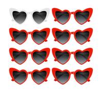 BOUBONI 4/6/8/10/12 Pack Bachelorette Sunglasses Heart Sunglasses Vintage Heart Shaped Glasses for Women Bridal Party Wedding (8, White+Red)