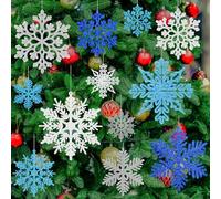 BOUBONI 48 Pcs Snowflakes Christmas Decorations Snowflake Ornaments for Christmas Decorations Indoor Winter Wonderland（Multicolor）