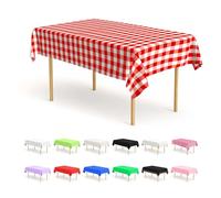 BOUBONI 4pk Long Disposable Red Plaid Table Cloth 274 x 137cm Plastic Table Cover Cloth Party Suitable for Catering Wedding Outdoor Graduation Party Themed Events