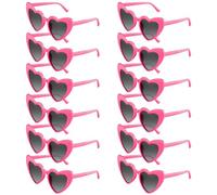 BOUBONI 6/12/24 Pack Heart Sunglasses Vintage Heart Shaped Glasses Bulk Bachelorette Sunglasses for Women Wedding Party (12, Rose Red)