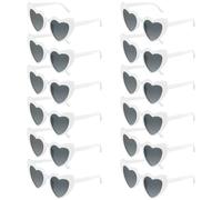 BOUBONI 6/12/24 Pack Heart Sunglasses Vintage Heart Shaped Glasses Bulk Bachelorette Sunglasses for Women Wedding Party (12, White)