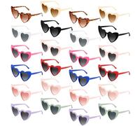 BOUBONI 6/12/24 Pack Heart Sunglasses Vintage Heart Shaped Glasses Bulk Bachelorette Sunglasses for Women Wedding Party (24, Multicolor)