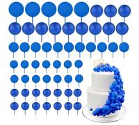 BOUBONI 60Pcs Glitter Cake Balls Decorations Foam Cake Topper Balls Mini Balloon Cupcake Toppers for Cake Decorating Birthday Baby Shower Party (Glitter Royal Blue)