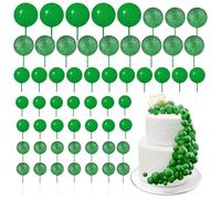 BOUBONI 60Pcs Glitter Cake Balls Decorations Foam Cake Topper Balls Mini Balloon Cupcake Toppers for Cake Decorating Birthday Baby Shower Party (Glitter Green)