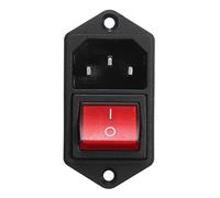BouBou 1pcs 10A 250V 3Pin IEC320 C14 Inlet Module Plug Fuse With Switch Male Power Socket - Red