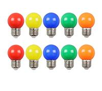 BOUBUI 10 Pack Coloured LED Light Bulbs, E27 3W G45 Mini Globe LED Bulb for Outdoor Indoor String, Party Night Lights, AC 220V-240V, Non-dimmable, Mixed Colours Red Yellow Blue Green Orange
