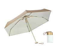 BOUBUI Mini Folding Umbrella, Ultra Light Compact Umbrella, Rainproof & 99% UV Protection Parasol, Titanium Gold + White