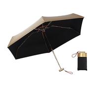 BOUBUI Mini Folding Umbrella, Ultra Light Compact Umbrella, Rainproof & 99% UV Protection Parasol, Titanium Gold + Black