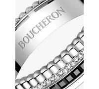 Boucheron Boucheron Quatre Black Edition XS 18ct White-Gold, PVD and 0.13ct Brilliant-Cut Diamond Ring White Gold Q.5