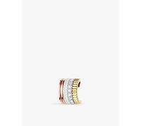 Boucheron Boucheron Quatre Classique 18ct Yellow-, White- and Rose-Gold, 0.14ct Brilliant-Cut Diamond and White-Ceramic Single Clip Earring White