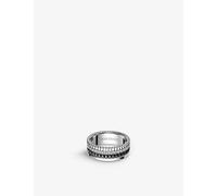 Boucheron Mens Boucheron Quatre 18ct White-Gold With 0.24ct Round Pavé-Set Diamond and PVD Ring 53mm