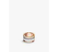 Boucheron Mens Boucheron Quatre 18ct White, Yellow and Pink Gold, 0.49ct Diamond and Ceramic Ring 47mm